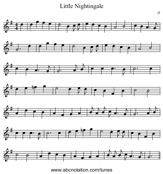Little Nightingale - staff notation