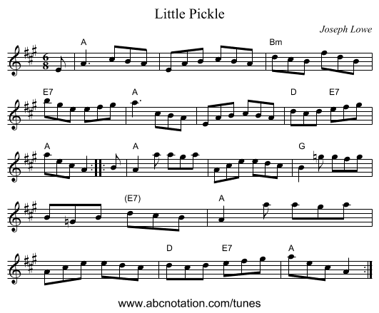 Little Pickle - staff notation