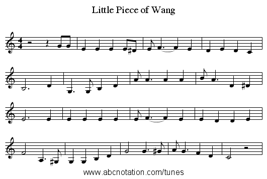 Little Piece of Wang - staff notation