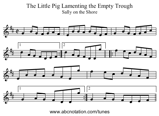 Little Pig Lamenting the Empty Trough, The - staff notation