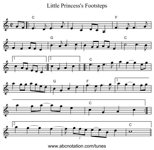 Little Princess's Footsteps - staff notation