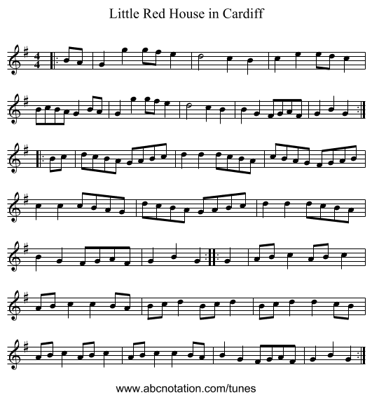 Little Red House in Cardiff - staff notation