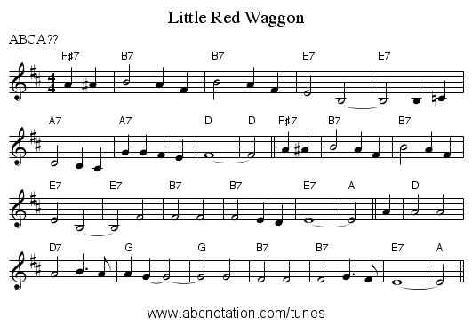 Little Red Waggon - staff notation