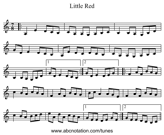 Little Red - staff notation