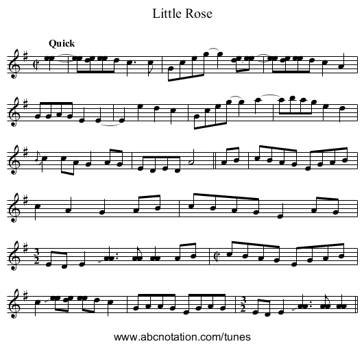 Little Rose - staff notation