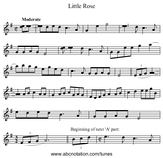 Little Rose - staff notation
