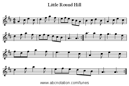 Little Round Hill - staff notation