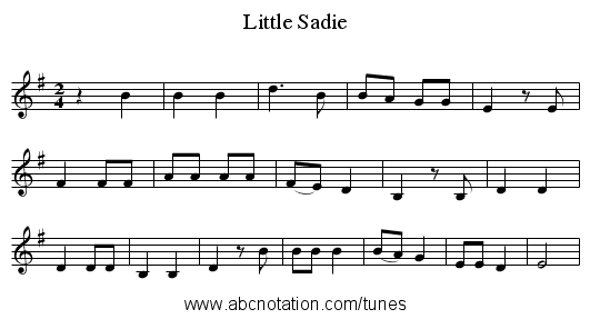 Little Sadie - staff notation