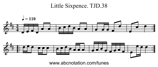 Little Sixpence. TJD.38 - staff notation