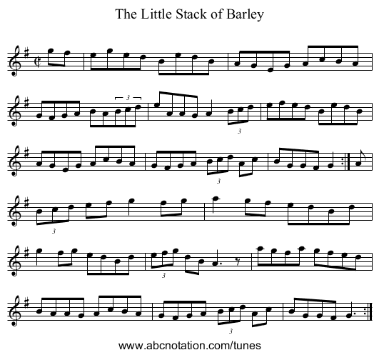 Little Stack of Barley, The - staff notation