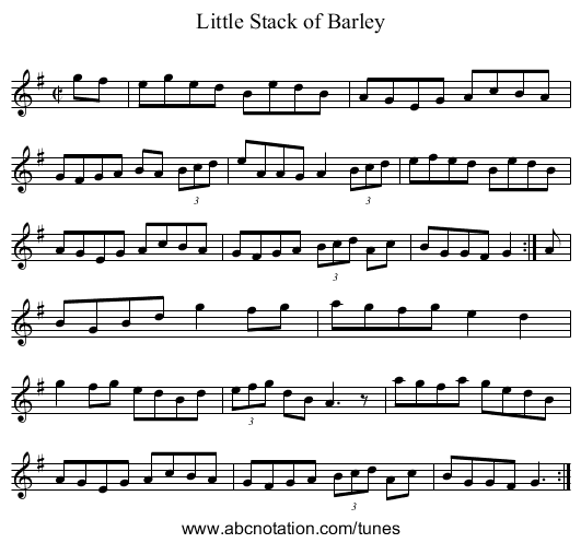 Little Stack of Barley - staff notation