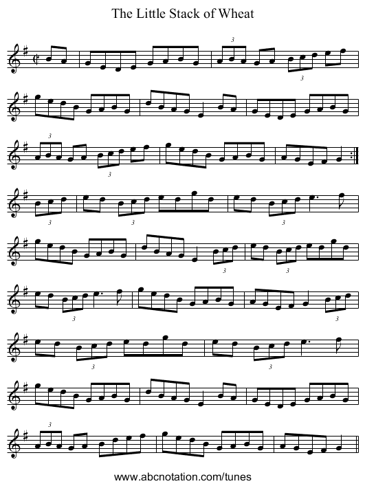 Little Stack of Wheat, The - staff notation