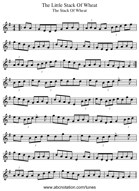 Little Stack Of Wheat, The - staff notation