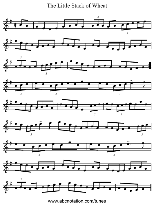 Little Stack of Wheat, The - staff notation