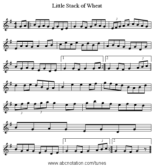 Little Stack of Wheat - staff notation