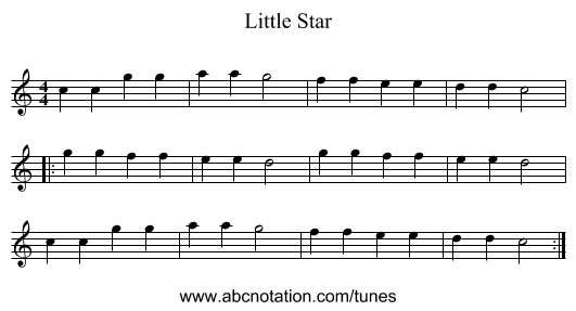 Little Star - staff notation