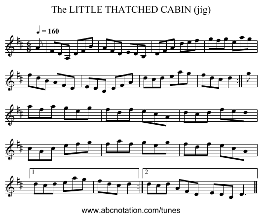 LITTLE THATCHED CABIN (jig), The - staff notation