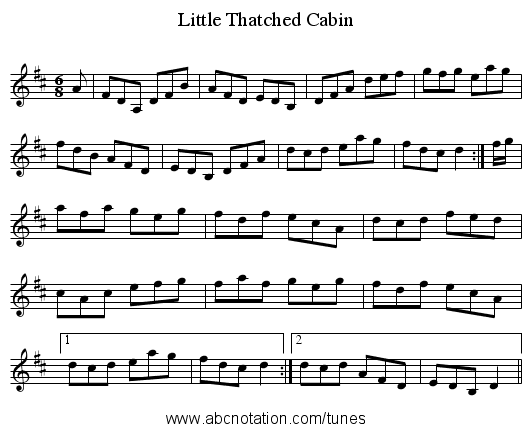 Little Thatched Cabin - staff notation