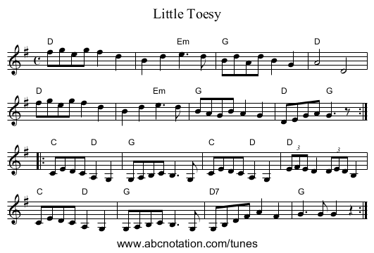 Little Toesy - staff notation