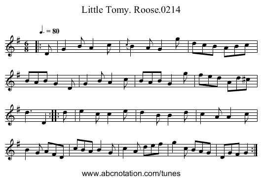 Little Tomy. Roose.0214 - staff notation