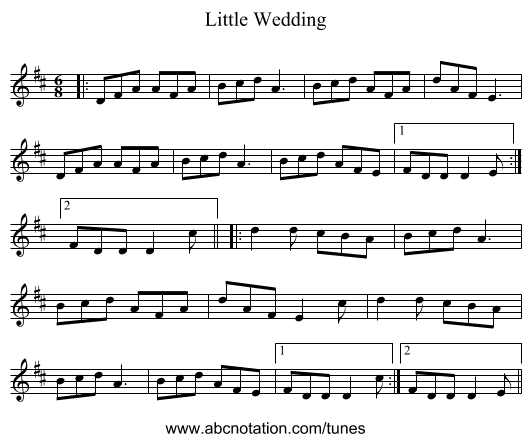 Little Wedding - staff notation