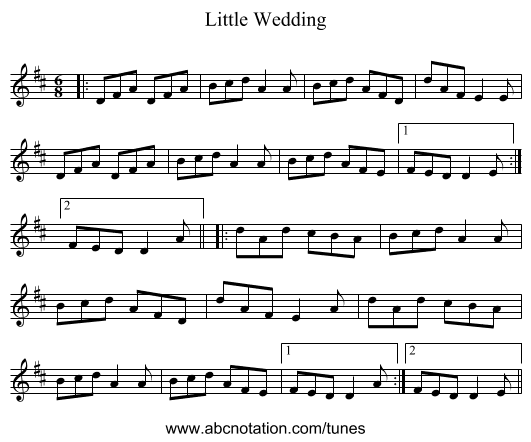 Little Wedding - staff notation