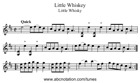 Little Whiskey - staff notation