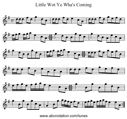 Little Wot Ye Wha's Coming - staff notation