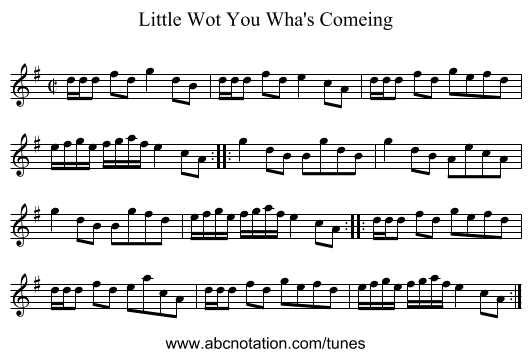 Little Wot You Wha's Comeing - staff notation