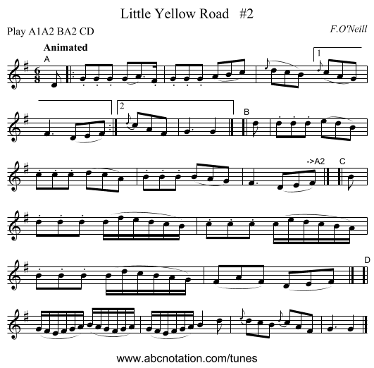Little Yellow Road #2 - staff notation