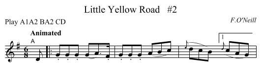 Little Yellow Road   #2 - staff notation
