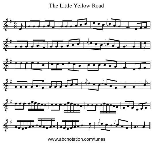 Little Yellow Road, The - staff notation
