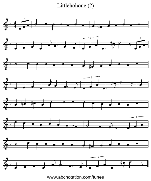 Littlehohone (?) - staff notation