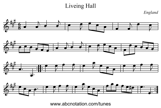 Liveing Hall - staff notation