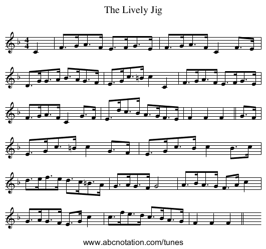Lively Jig, The - staff notation