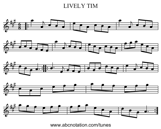 LIVELY TIM - staff notation