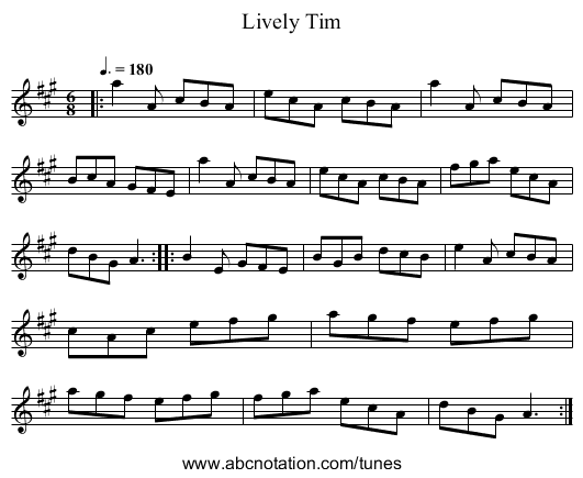 Lively Tim - staff notation
