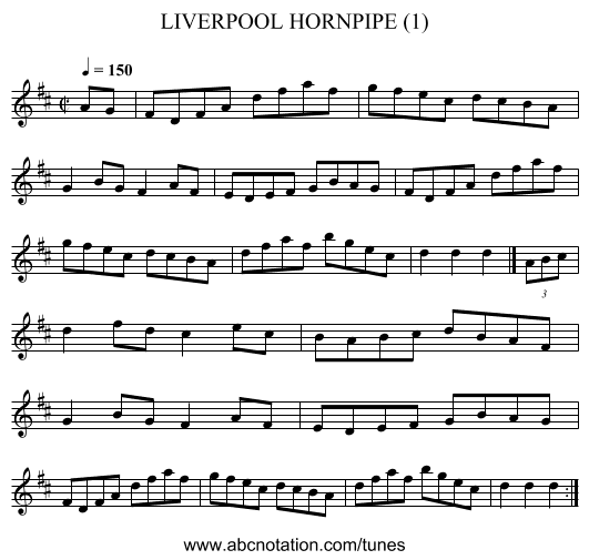 LIVERPOOL HORNPIPE (1) - staff notation