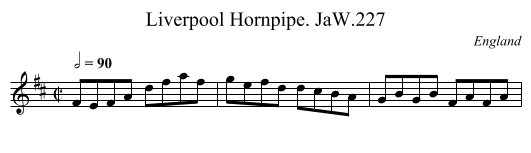 Liverpool Hornpipe. JaW.227 - staff notation