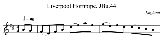 Liverpool Hornpipe. JBu.44 - staff notation