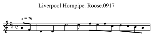 Liverpool Hornpipe. Roose.0917 - staff notation
