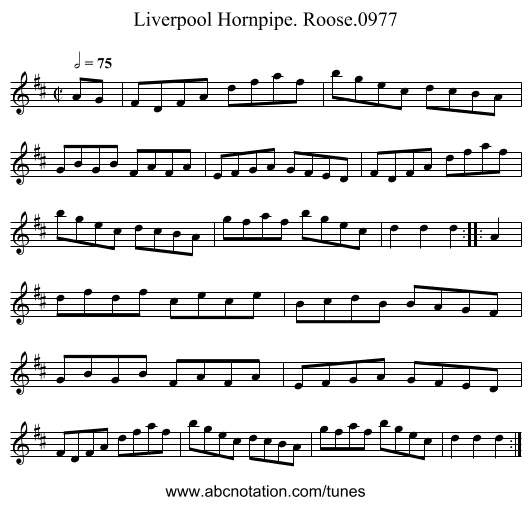 Liverpool Hornpipe. Roose.0977 - staff notation