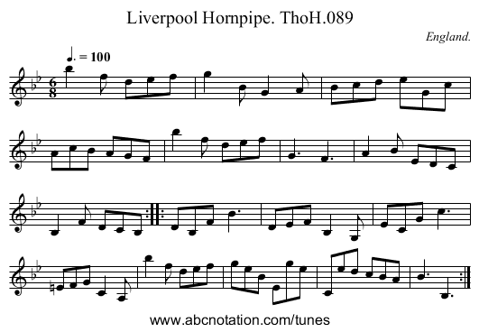 Liverpool Hornpipe. ThoH.089 - staff notation