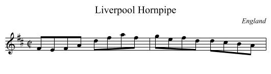 Liverpool Hornpipe - staff notation