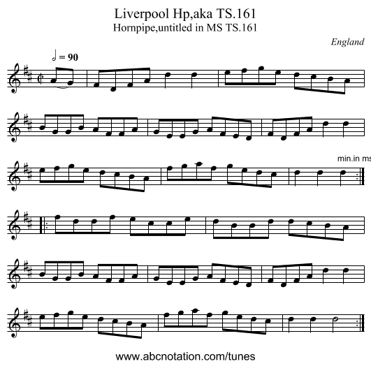 Liverpool Hp,aka TS.161 - staff notation