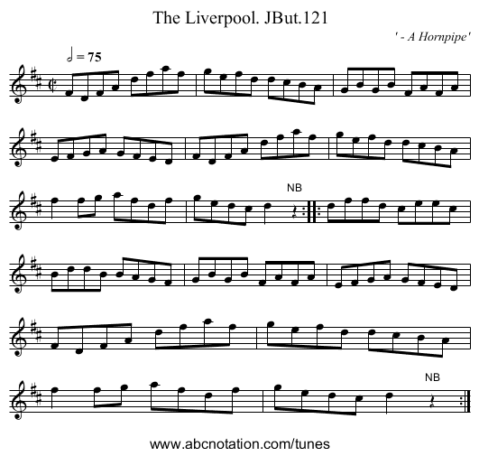 Liverpool. JBut.121, The - staff notation