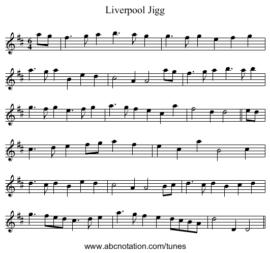Liverpool Jigg - staff notation