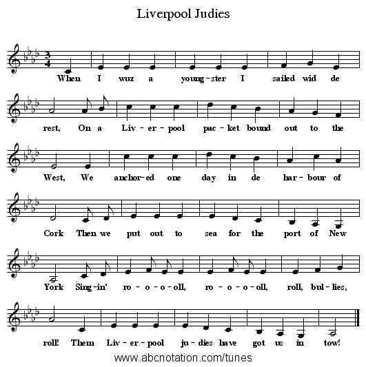 Liverpool Judies - staff notation