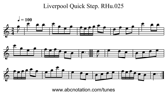 Liverpool Quick Step. RHu.025 - staff notation