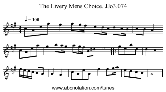 Livery Mens Choice. JJo3.074, The - staff notation